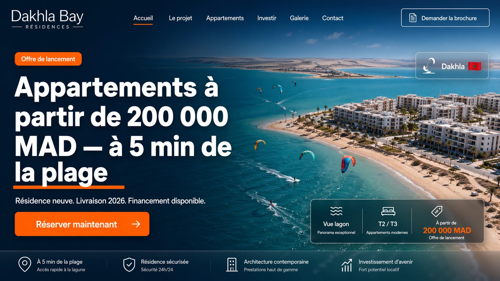 Dakhla Bay Résidences — site immobilier livré par dakimmo