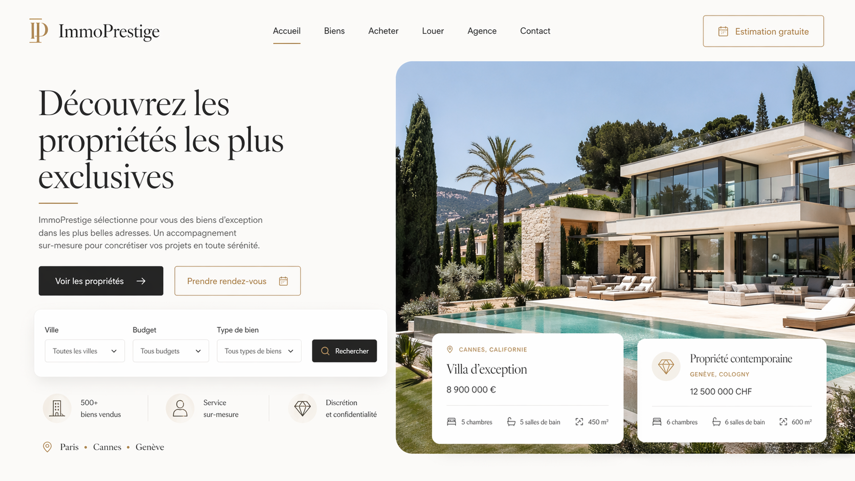 ImmoPrestige — site immobilier livré par dakimmo