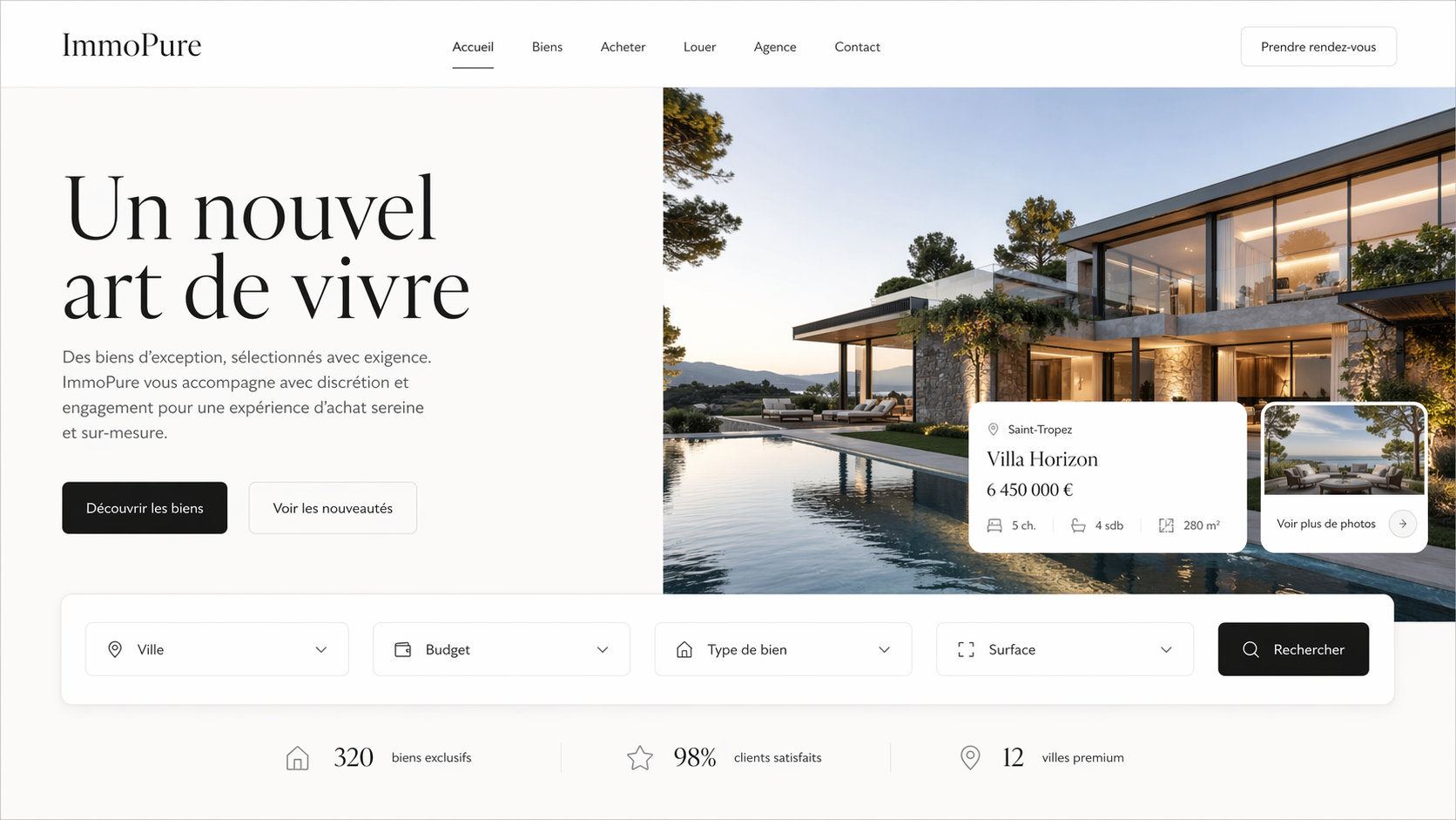 ImmoPure — site immobilier livré par dakimmo