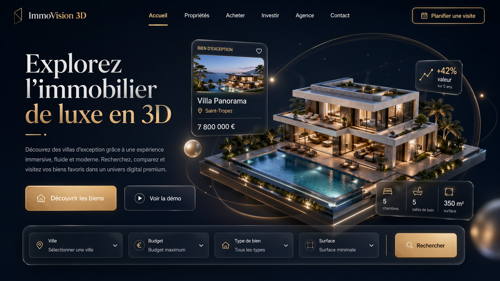 ImmoVision 3D — site immobilier livré par dakimmo