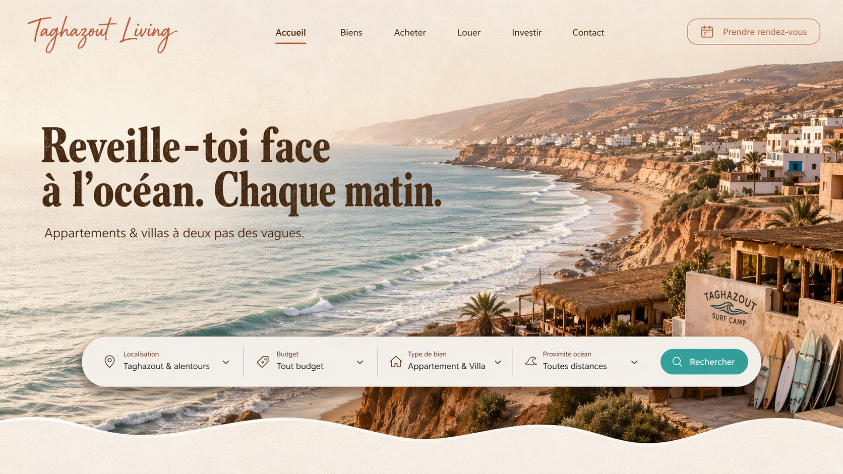 Taghazout Living — site immobilier livré par dakimmo